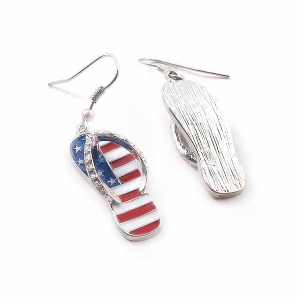 Freedom & Flip Flop American Flag Earrings - Picture 2 of 6
